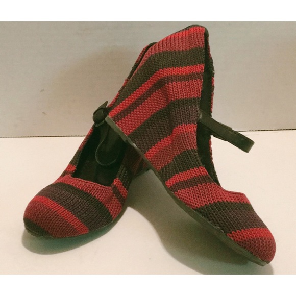 THE SAK Red STRIPED MaryJane KNIT WEDGE EUC SZ 9 - Picture 7 of 8